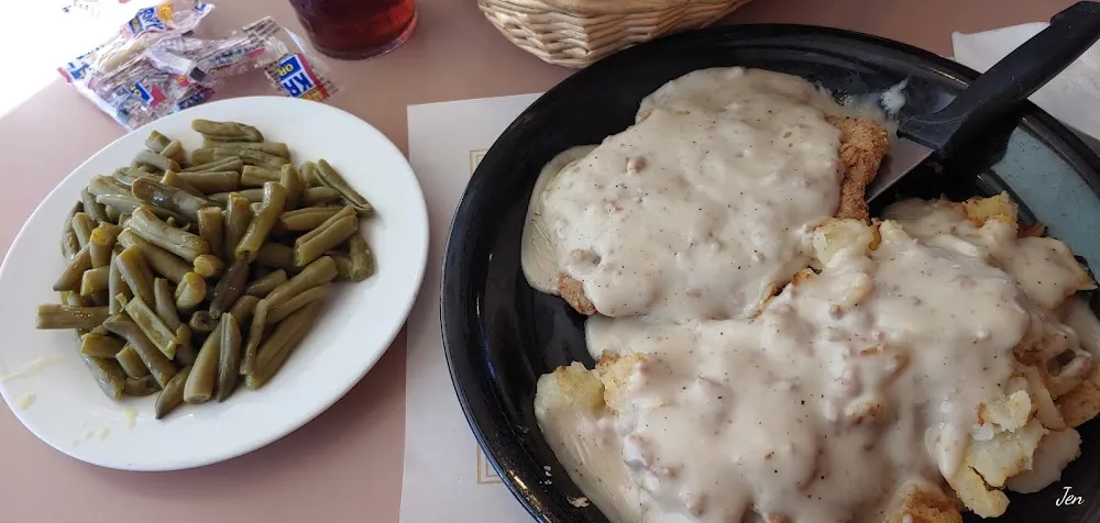 Country Fried Steak with Homefries & Green Beans